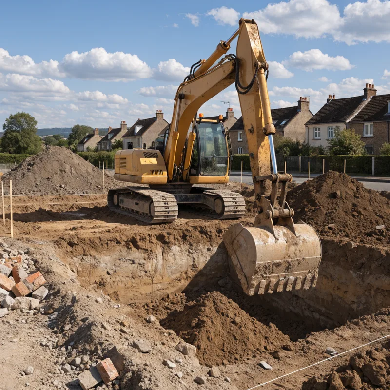Terrassement et fouille pour un radier de fondation sur un chantier en Seine-et-Marne